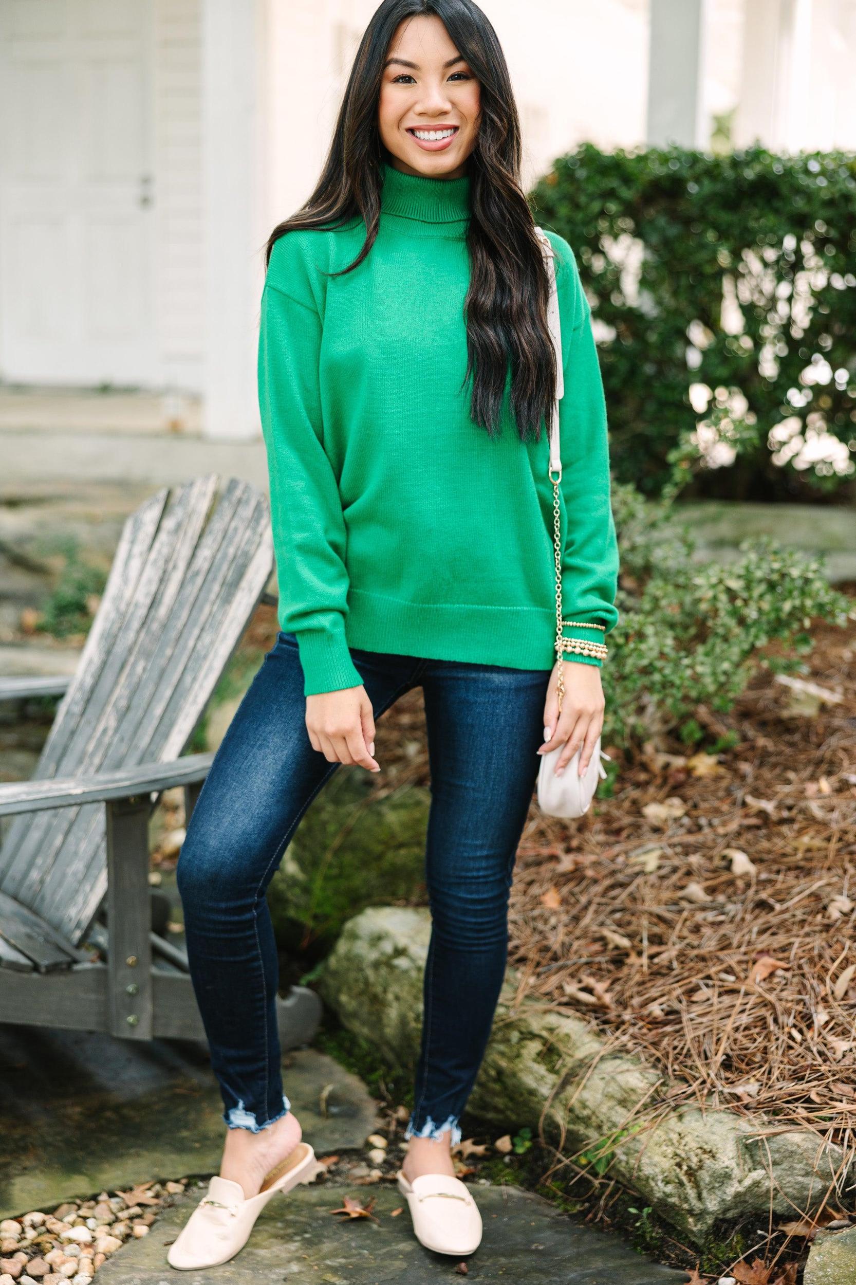 Feeling Your Best Kelly Green Turtleneck Sweater Female Product Image