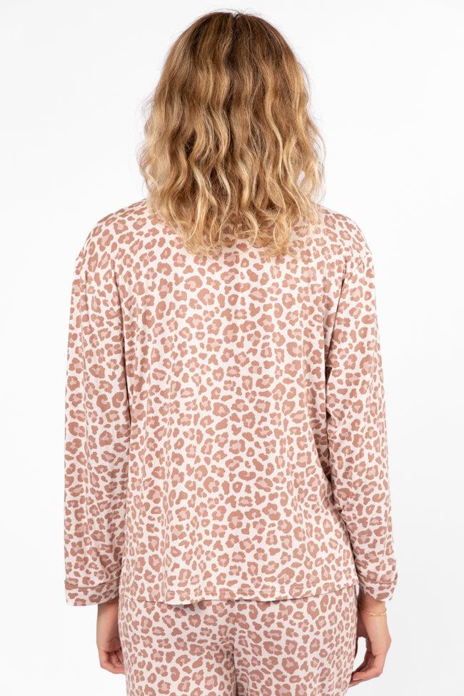 Under The Stars Neutral Leopard Pajama Top FINAL SALE Product Image