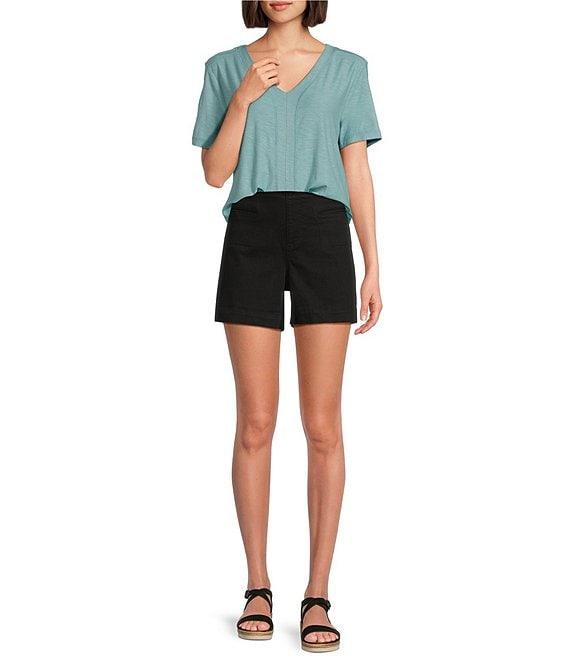 Westbound Petite Size Short Sleeve V-Neck Top Product Image