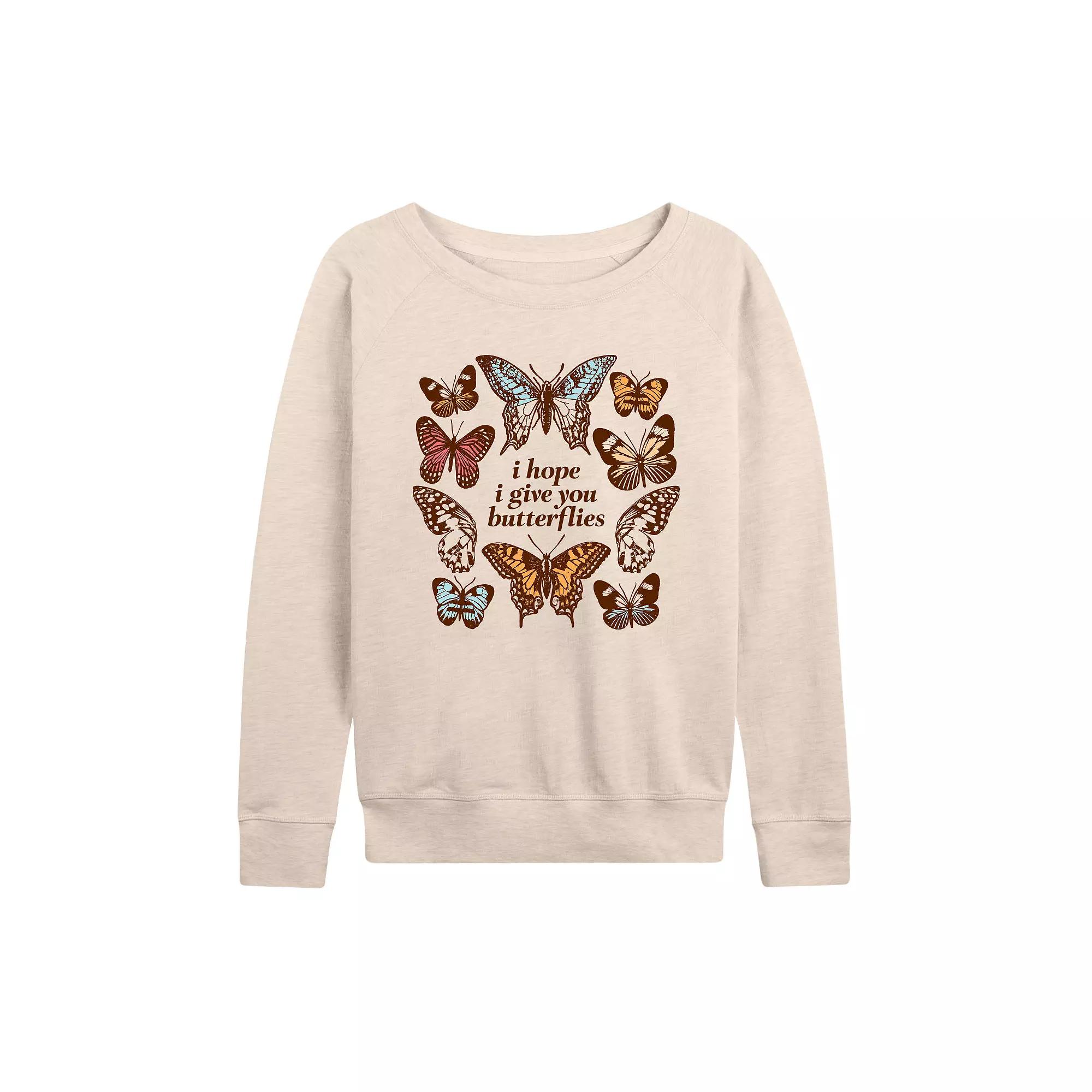 Women's Give You Butterflies French Terry Long Sleeve Tee,  Product Image