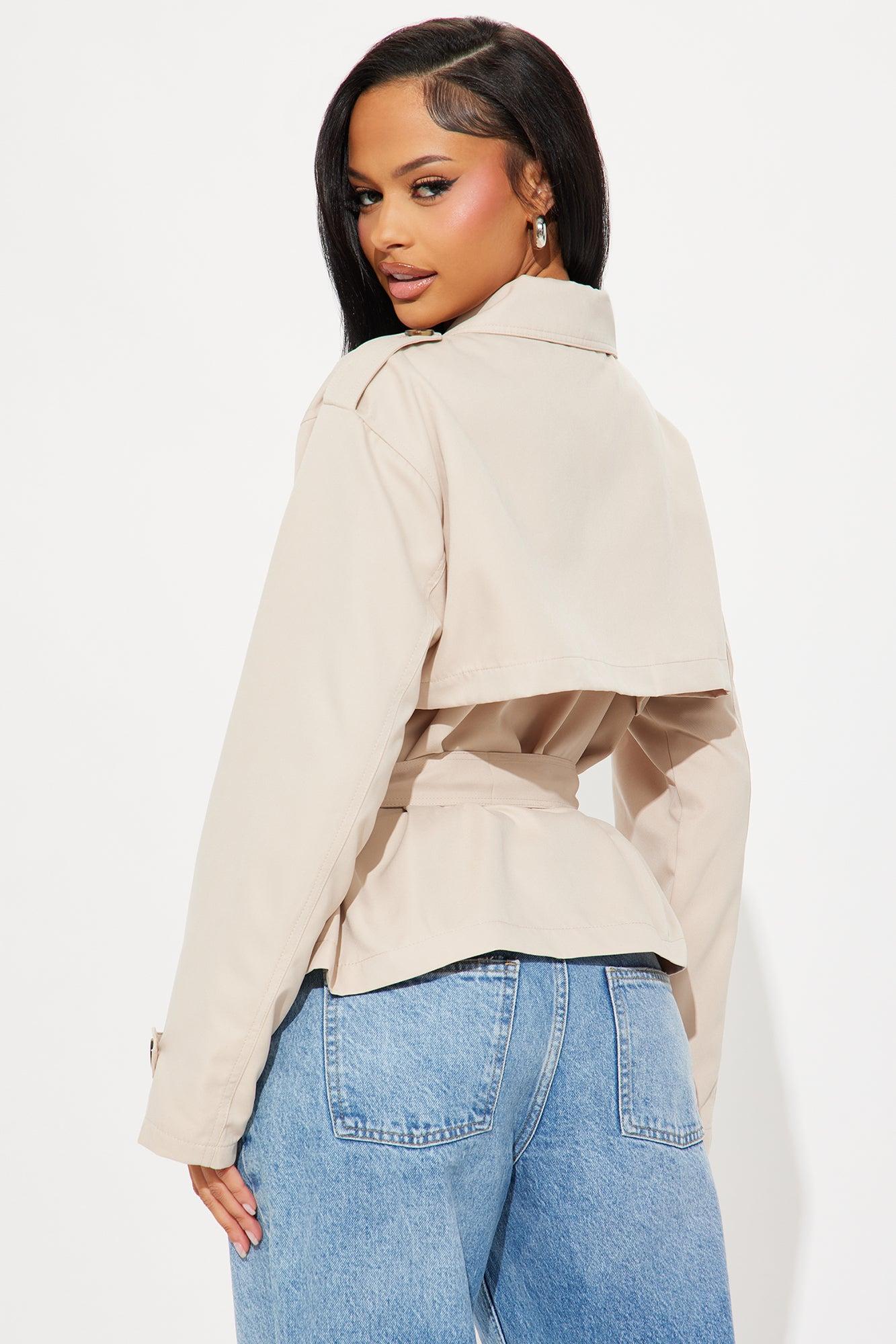 Think On It Cropped Trench - Khaki Product Image