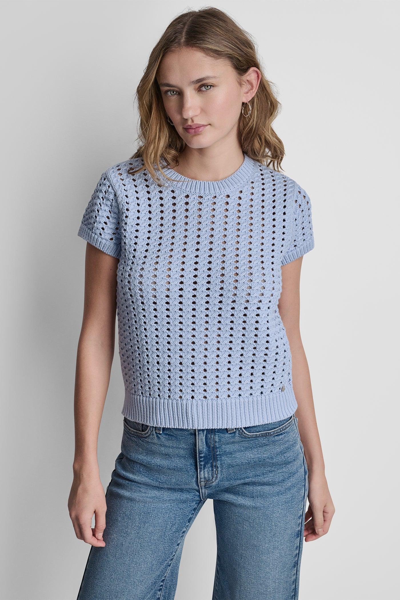 CHUNKY POINTELLE SHORT SLEEVE SWEATER Product Image