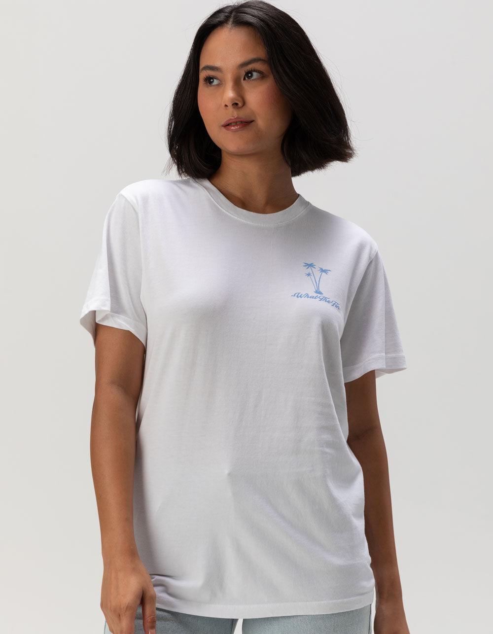 WHAT THE FIN Island Cat Womens Tee - WHITE Product Image