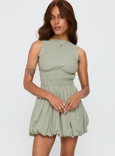 Vittoria Bubble Hem Mini Dress Sage Product Image