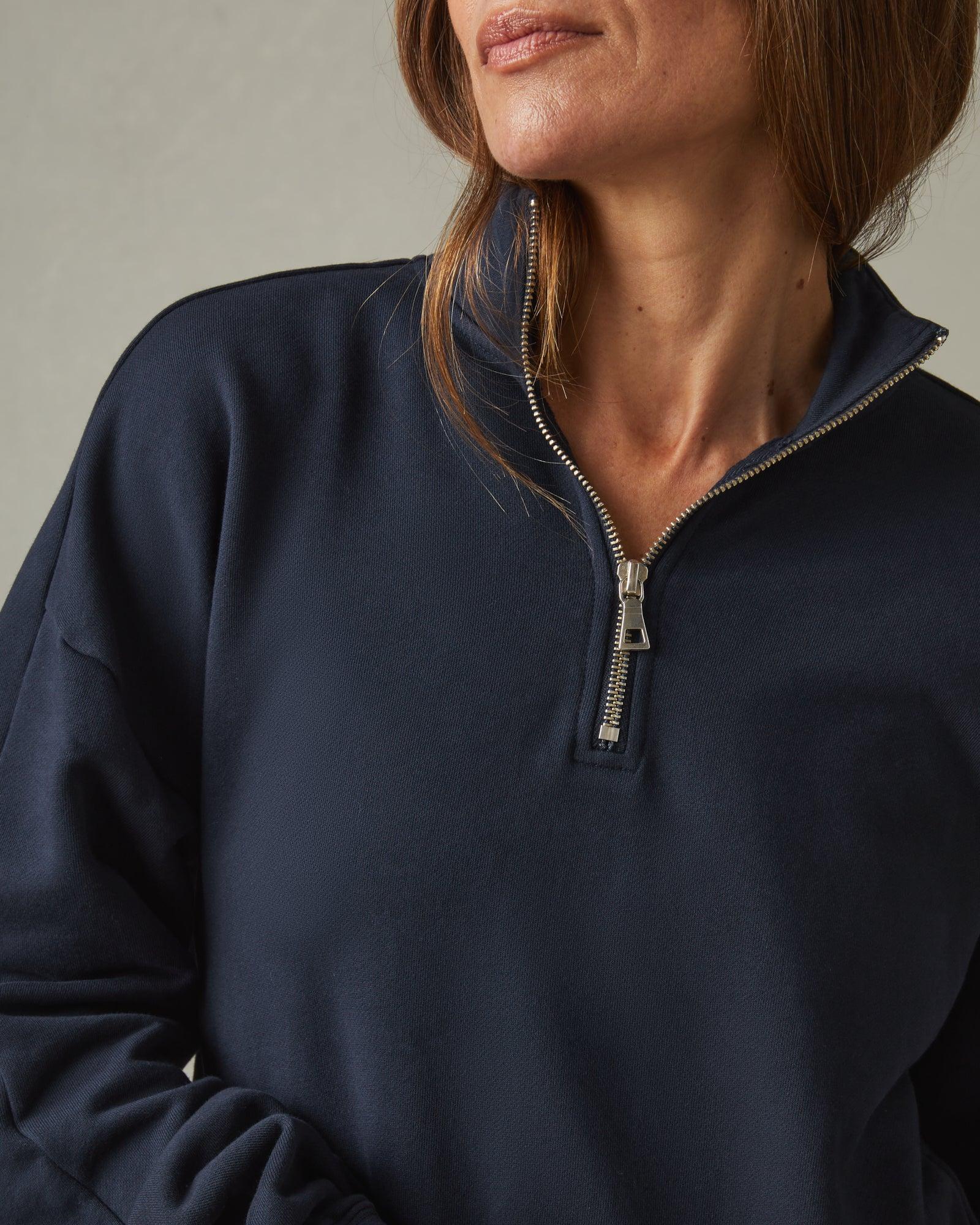 Women's Premium Midweight Half Zip - Dress Navy Female Product Image