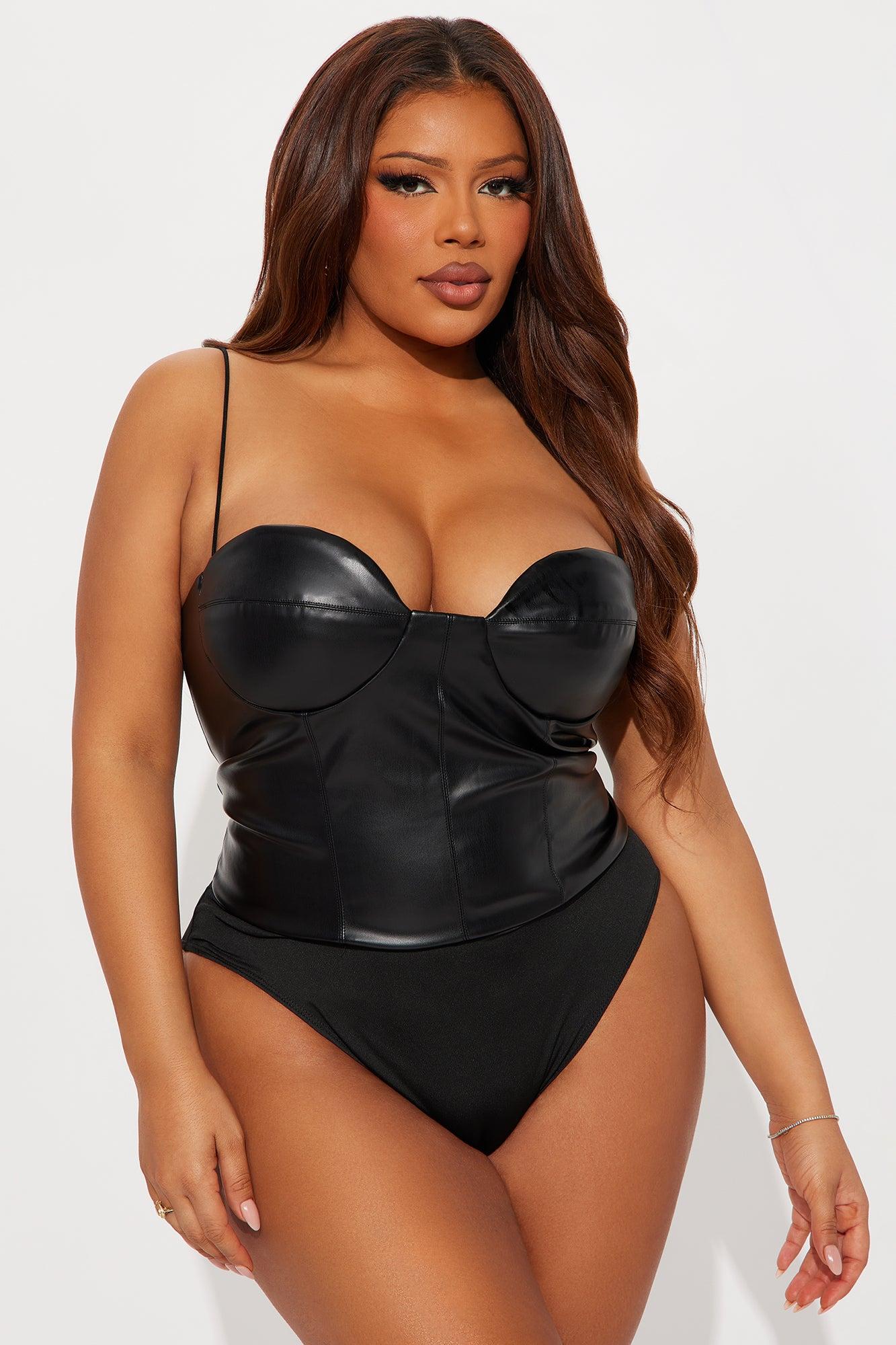 Lovers Rock Faux Leather Bodysuit - Black Female Product Image