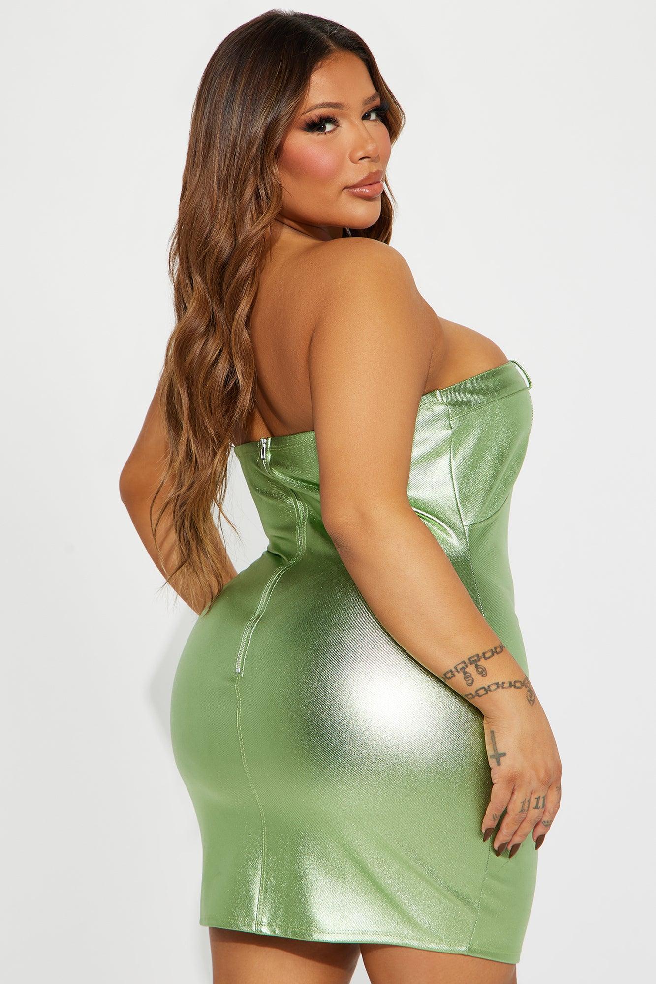 Pixie Metallic Mini Dress - Sage Product Image