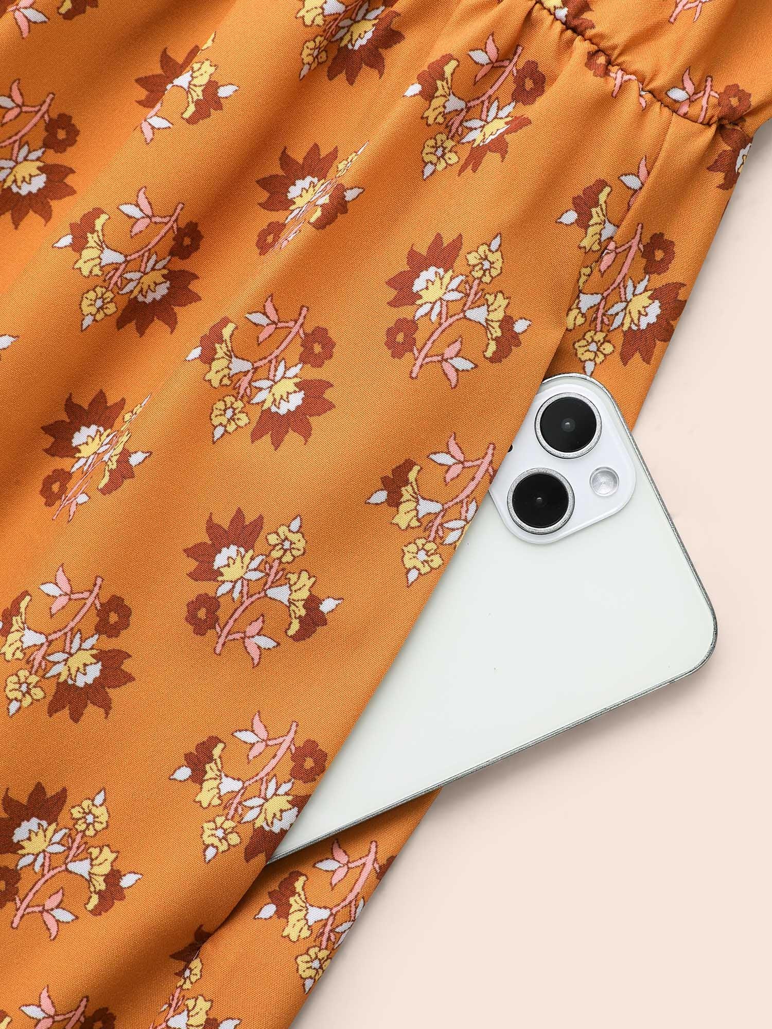 Boho Print Tie Knot Midi Dress Female Product Image