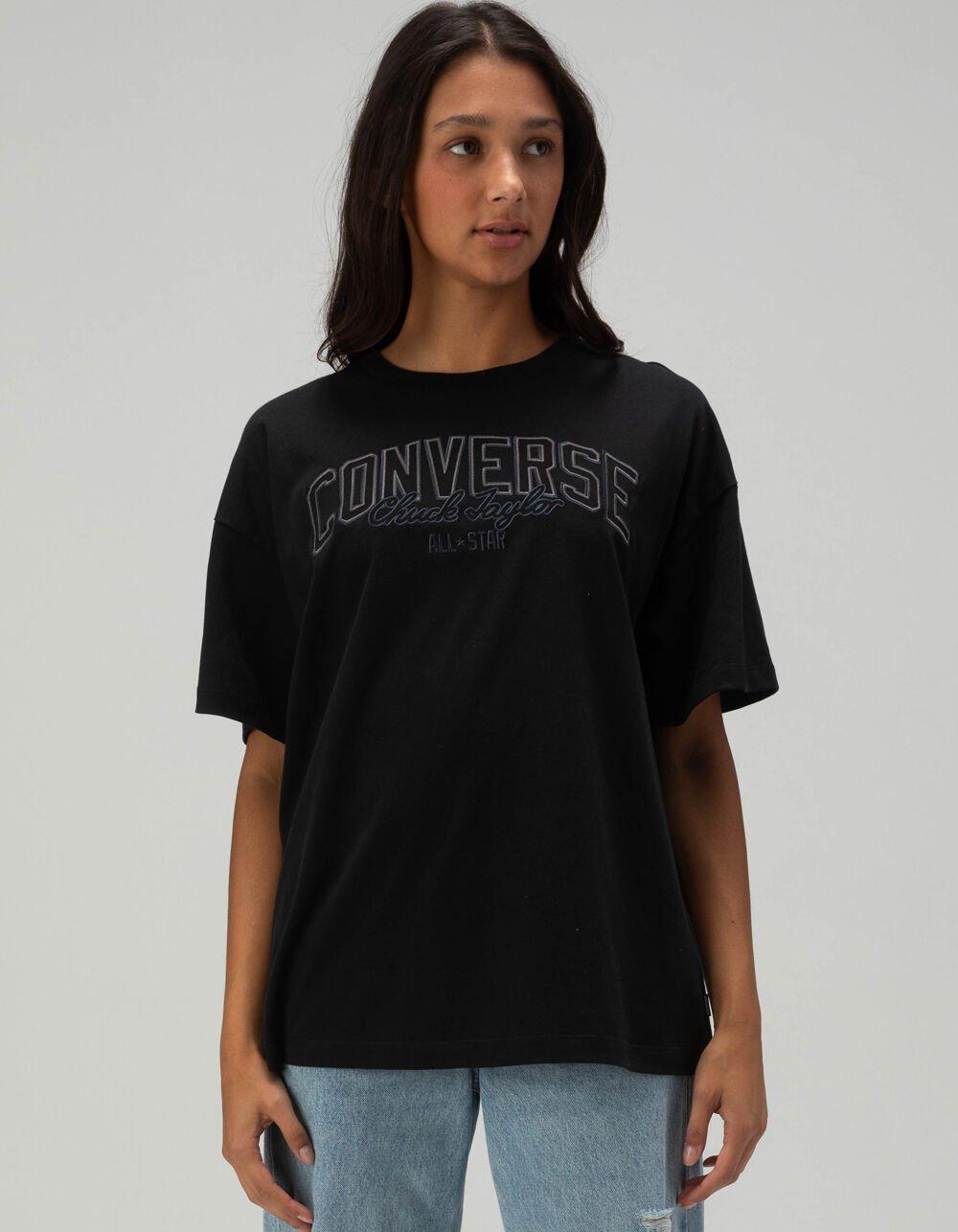 CONVERSE Retro Womens Oversized Tee - BLACK Product Image