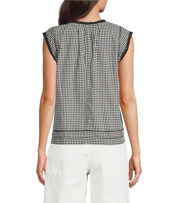 Lucky Brand Square Neck Cap Sleeve Lace Trim Top Product Image