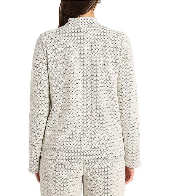 NIC + ZOE Subtle Swirl Stand Collar Split Neck Long Sleeve Top Product Image