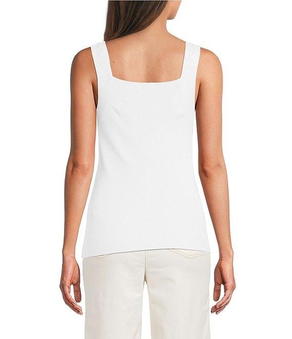 KARL LAGERFELD PARIS Knit Square Neck Sleeveless Tank Product Image