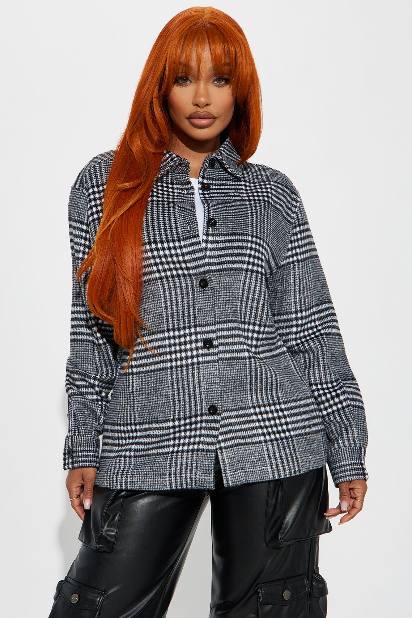 Forever Mine Plaid Shirt Jacket - Black/combo Product Image