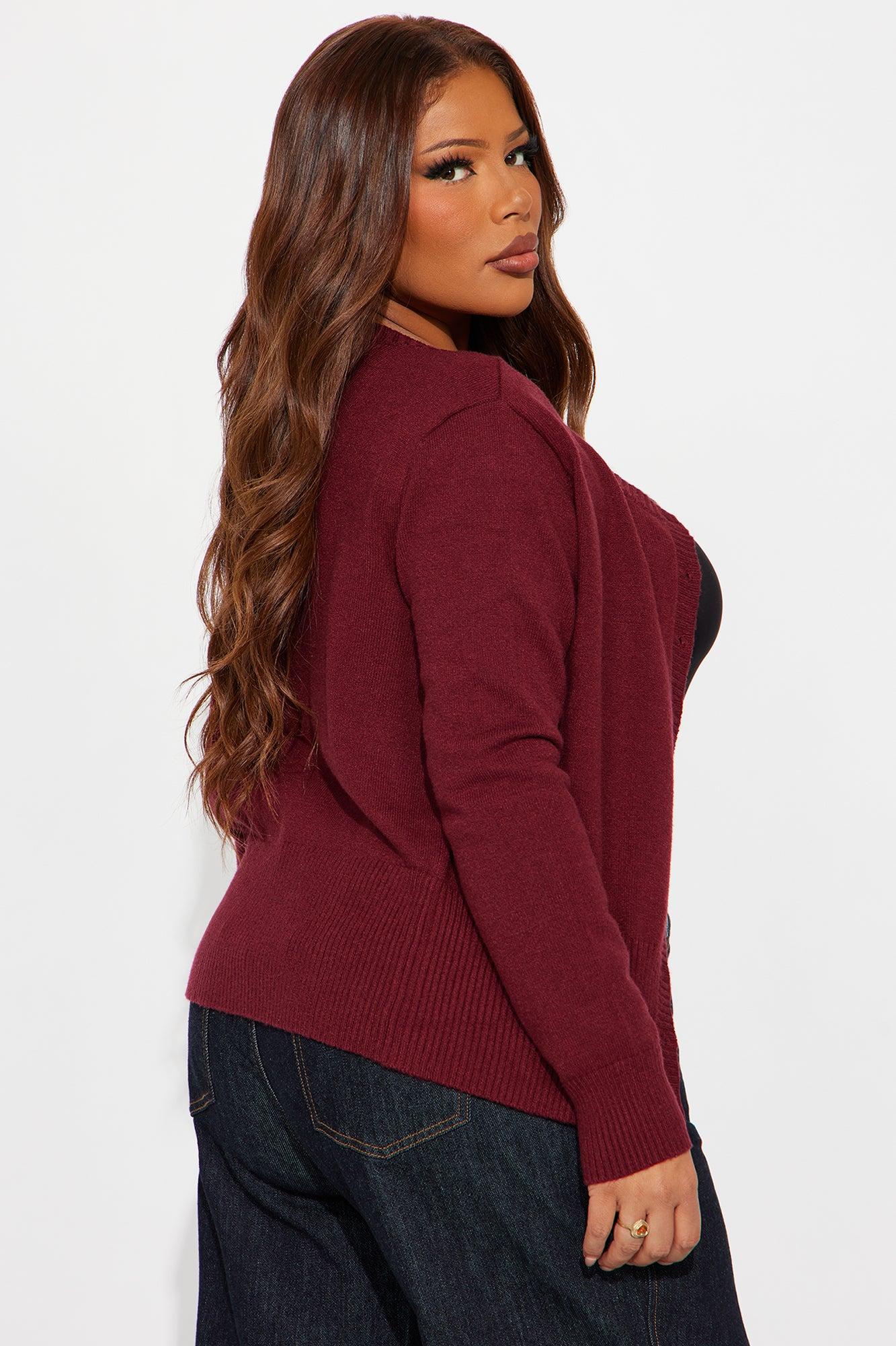 Miss Me Everyday Cardigan - Burgundy Female Product Image