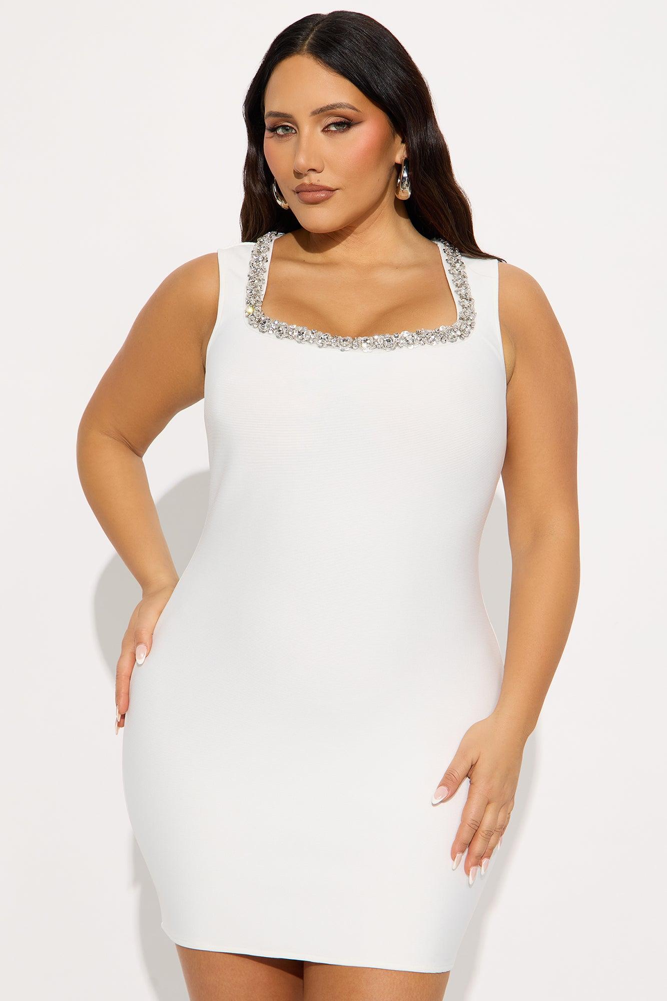 Fariah Rhinestone Bandage Mini Dress - White Female Product Image