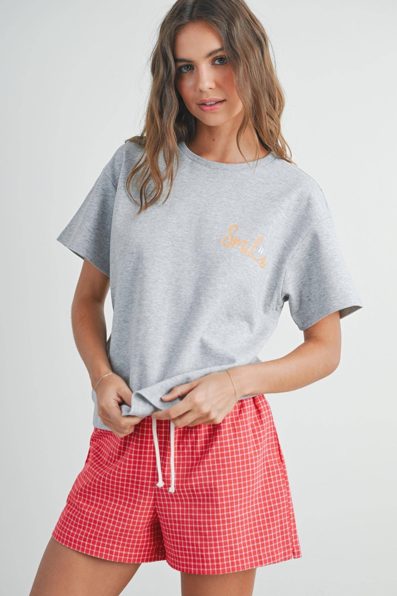 Smile Print T-shirt Product Image