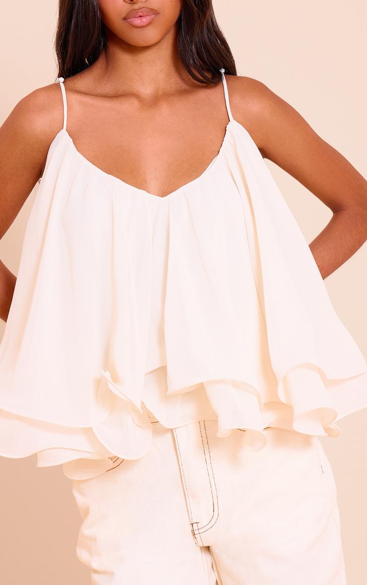Petite Cream Chiffon Layered Puffball Top Product Image