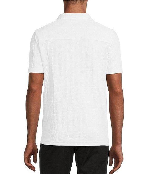 Murano Shape of Water Collection Solid Textured Johnny Collar Short Sleeve Polo Shirt Product Image