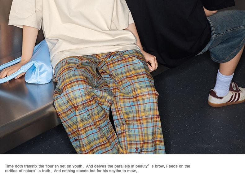 Short-Sleeve Crew Neck Lettering Oversized T-Shirt Product Image