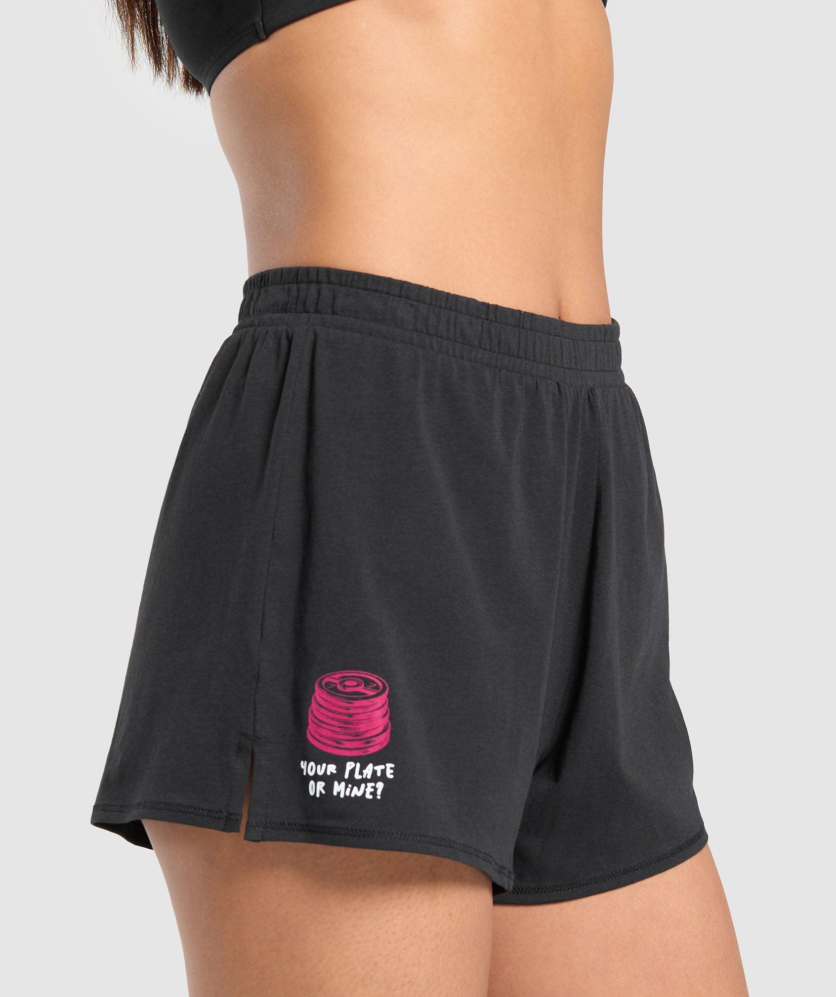 Gymshark Your Plate or Mine Cotton Shorts - Black Female Product Image