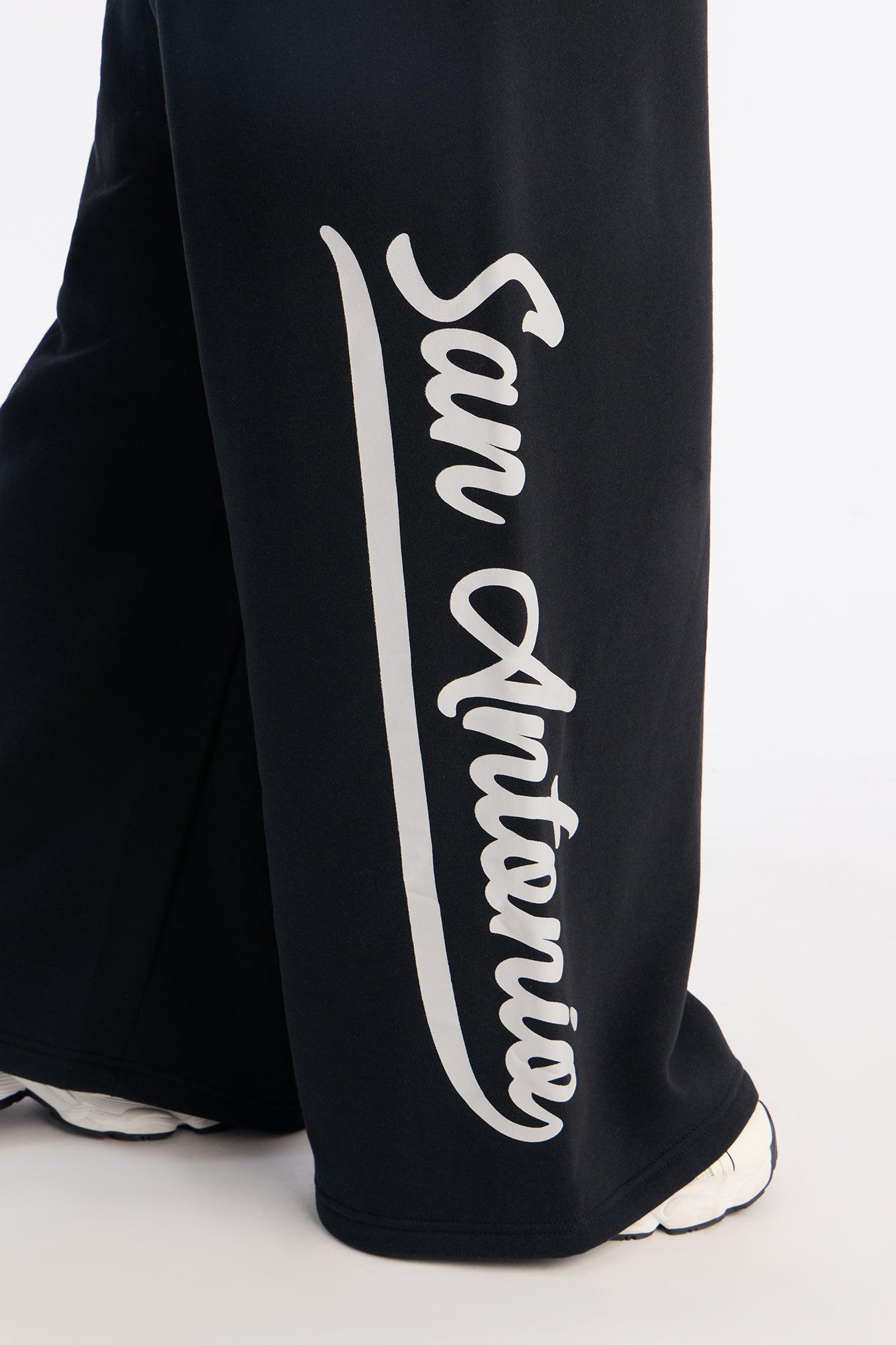 NBA San Antonio Spurs Fleece Wide Leg Pants - Black Female Product Image