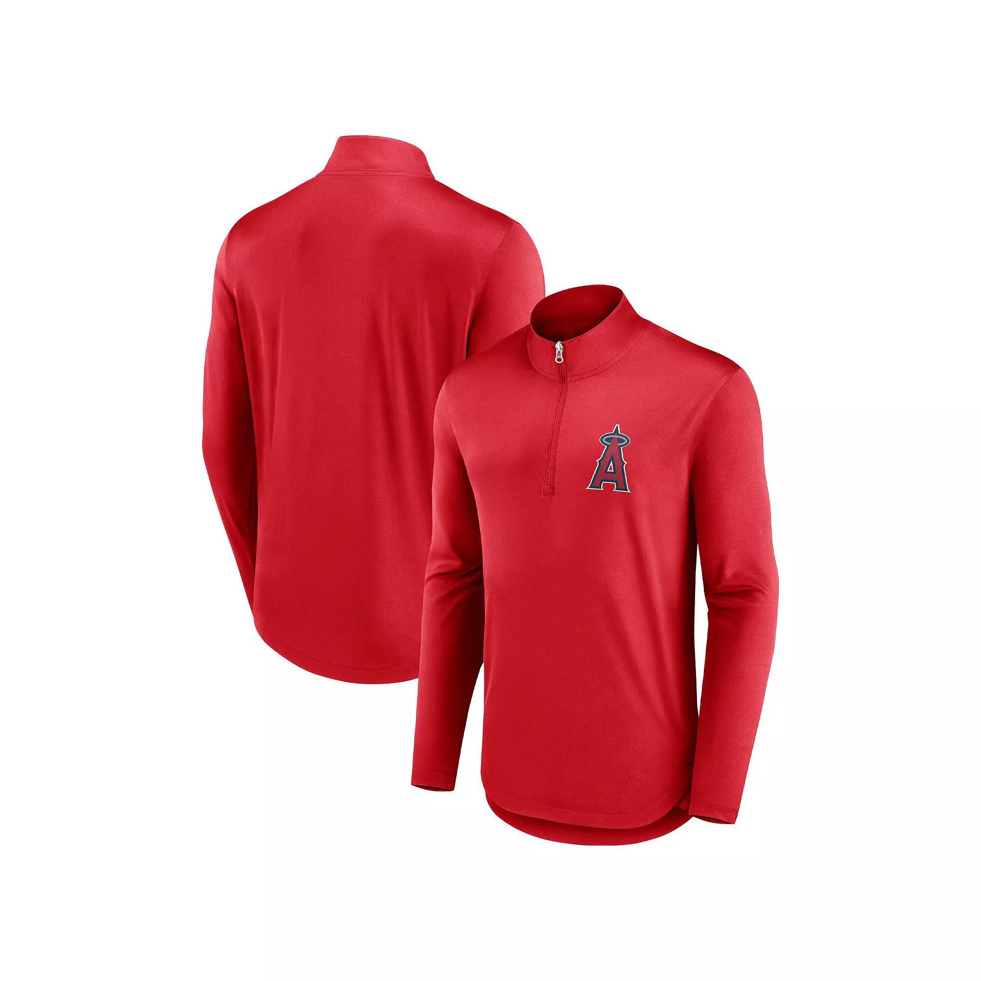Men's Fanatics Branded Red Los Angeles Angels Tough Minded Quarter-Zip Jacket,  Product Image