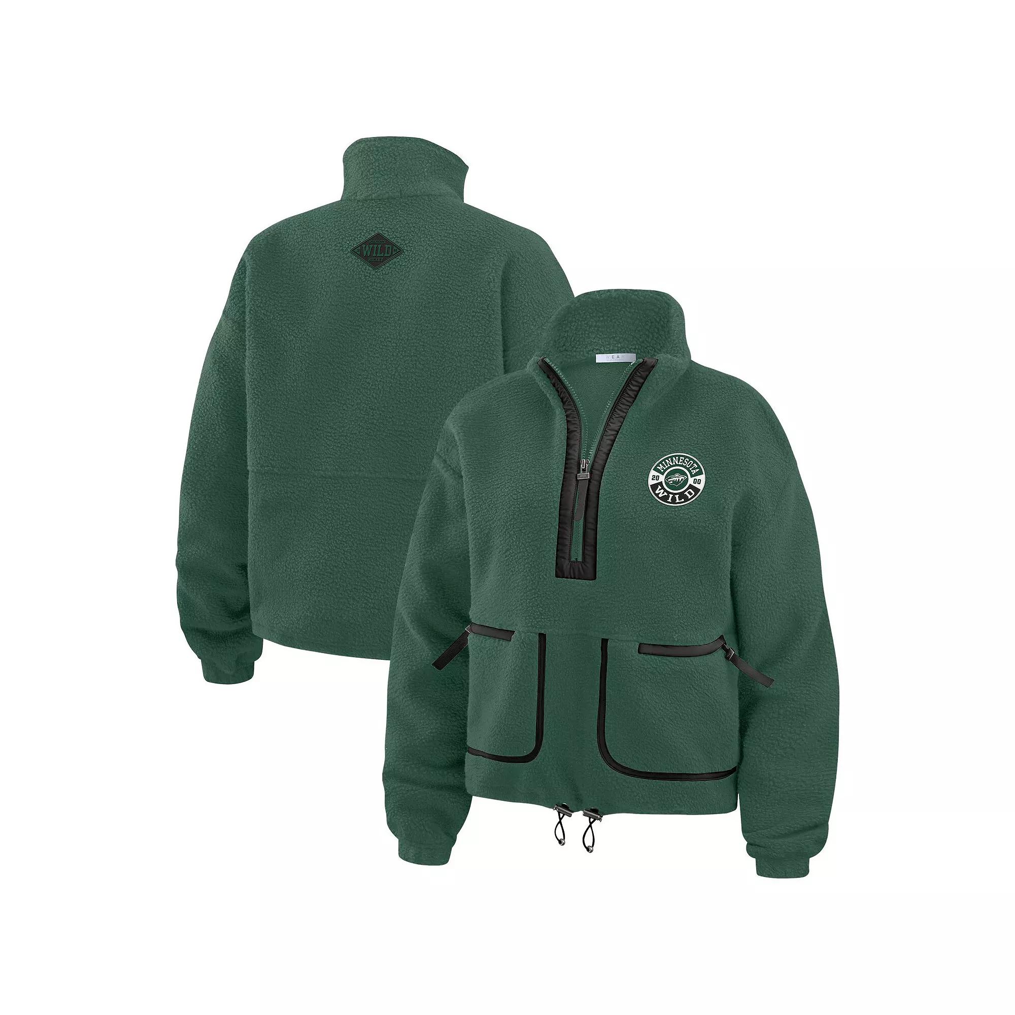Women's WEAR by Erin Andrews Green Minnesota Wild Polar Fleece Half-Zip Jacket,  Product Image