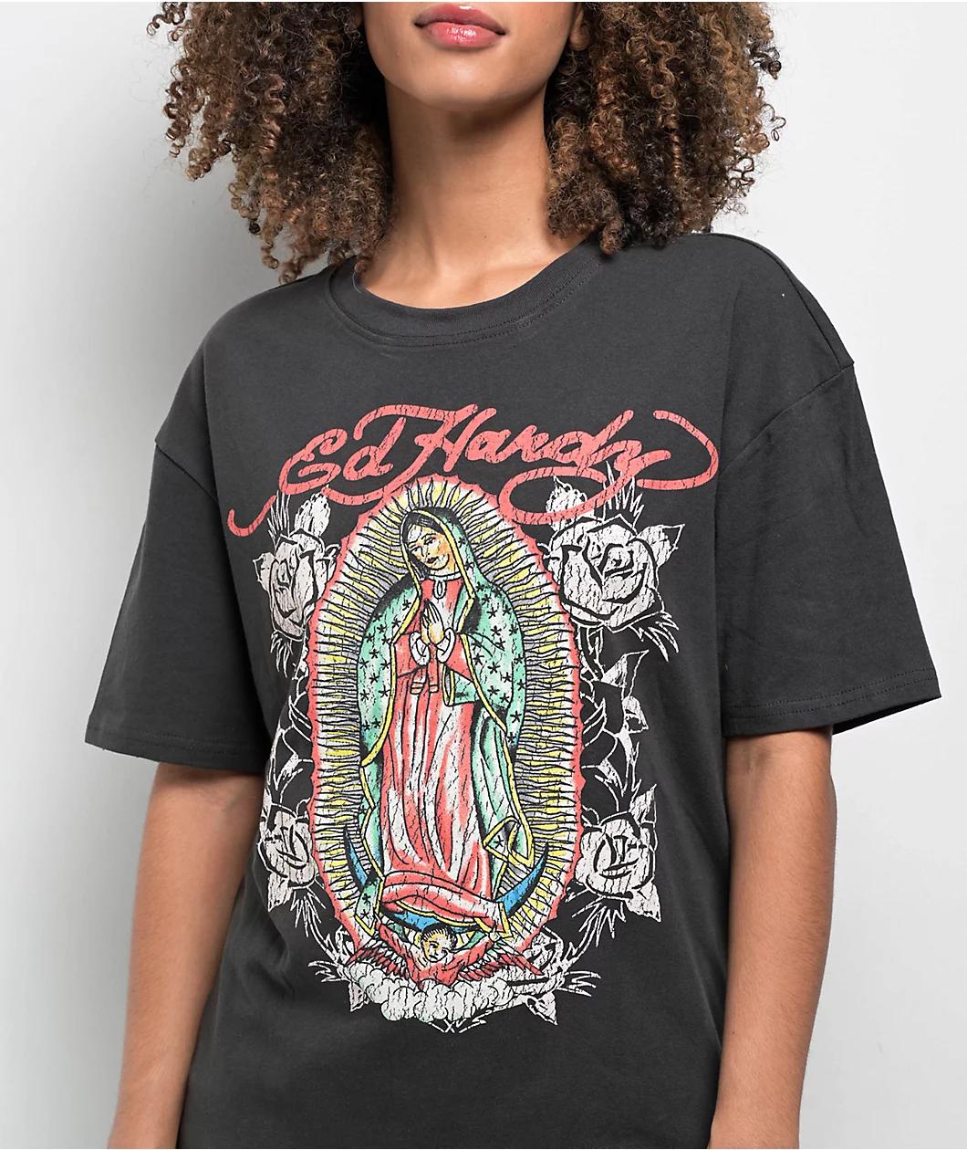 Ed Hardy Mary Charcoal T-Shirt Product Image