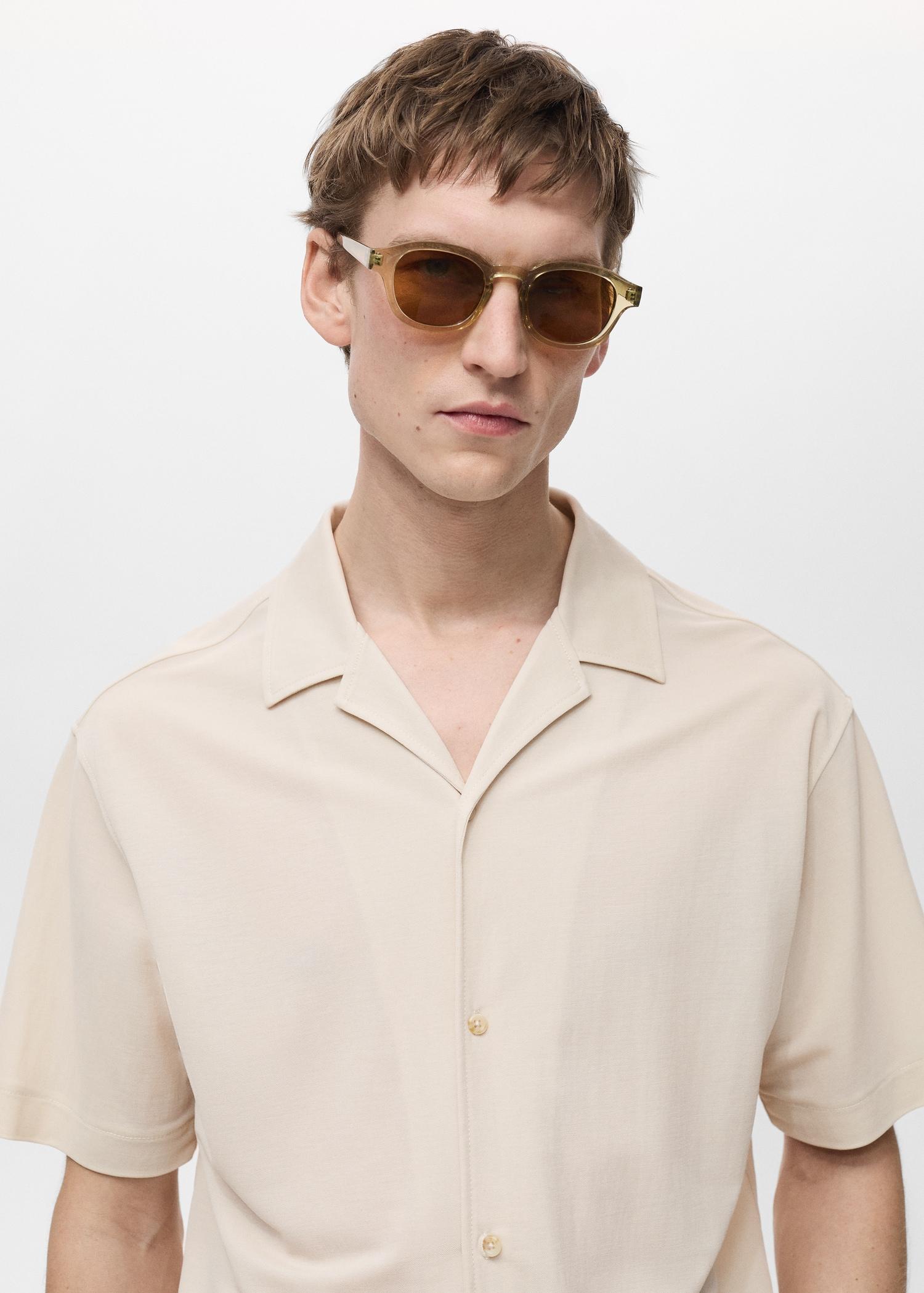 Modal shirt with bowling collar - Men | MANGO USA Product Image