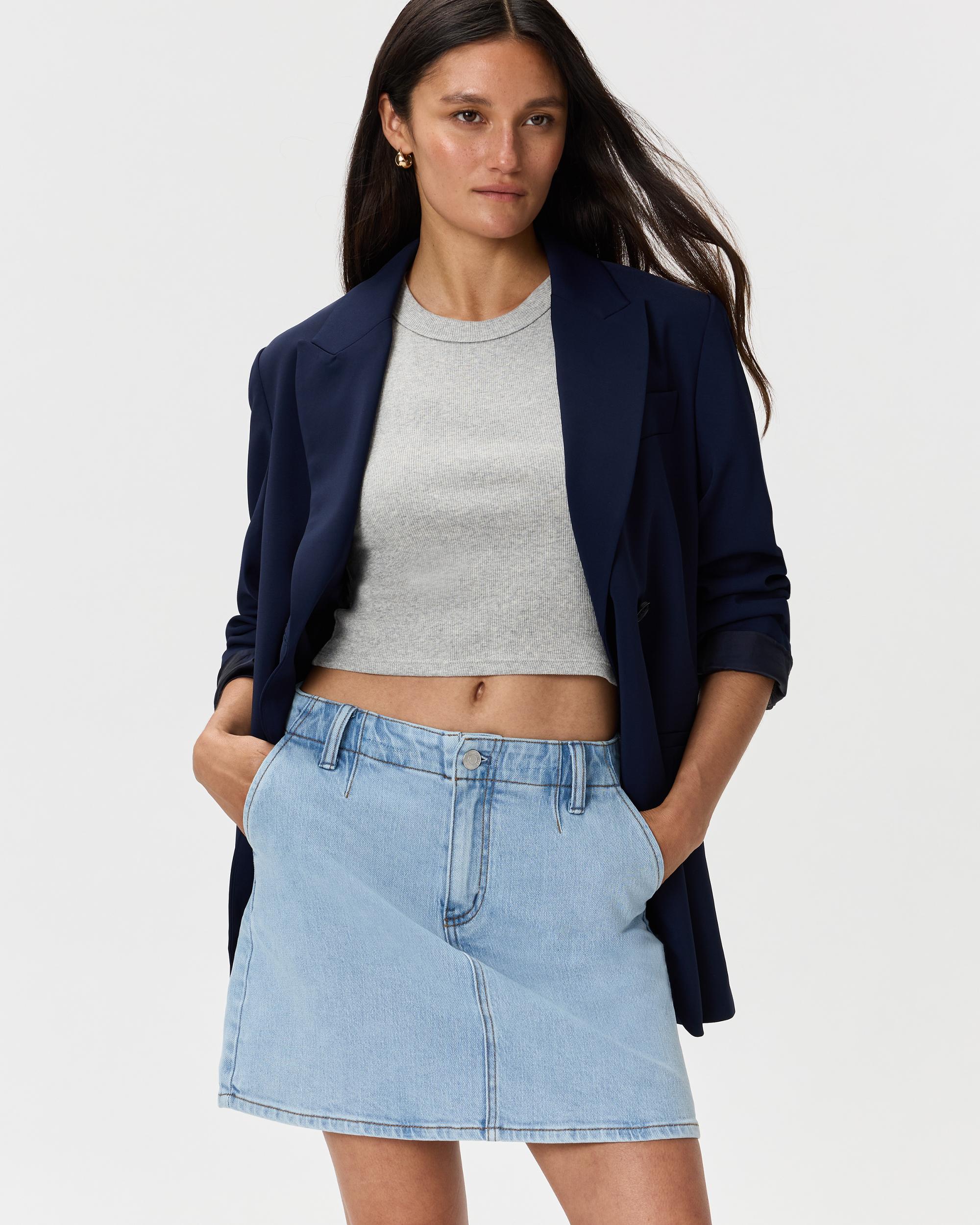 Quince | Women's Stretch Denim Mini Skirt Organic Cotton Product Image