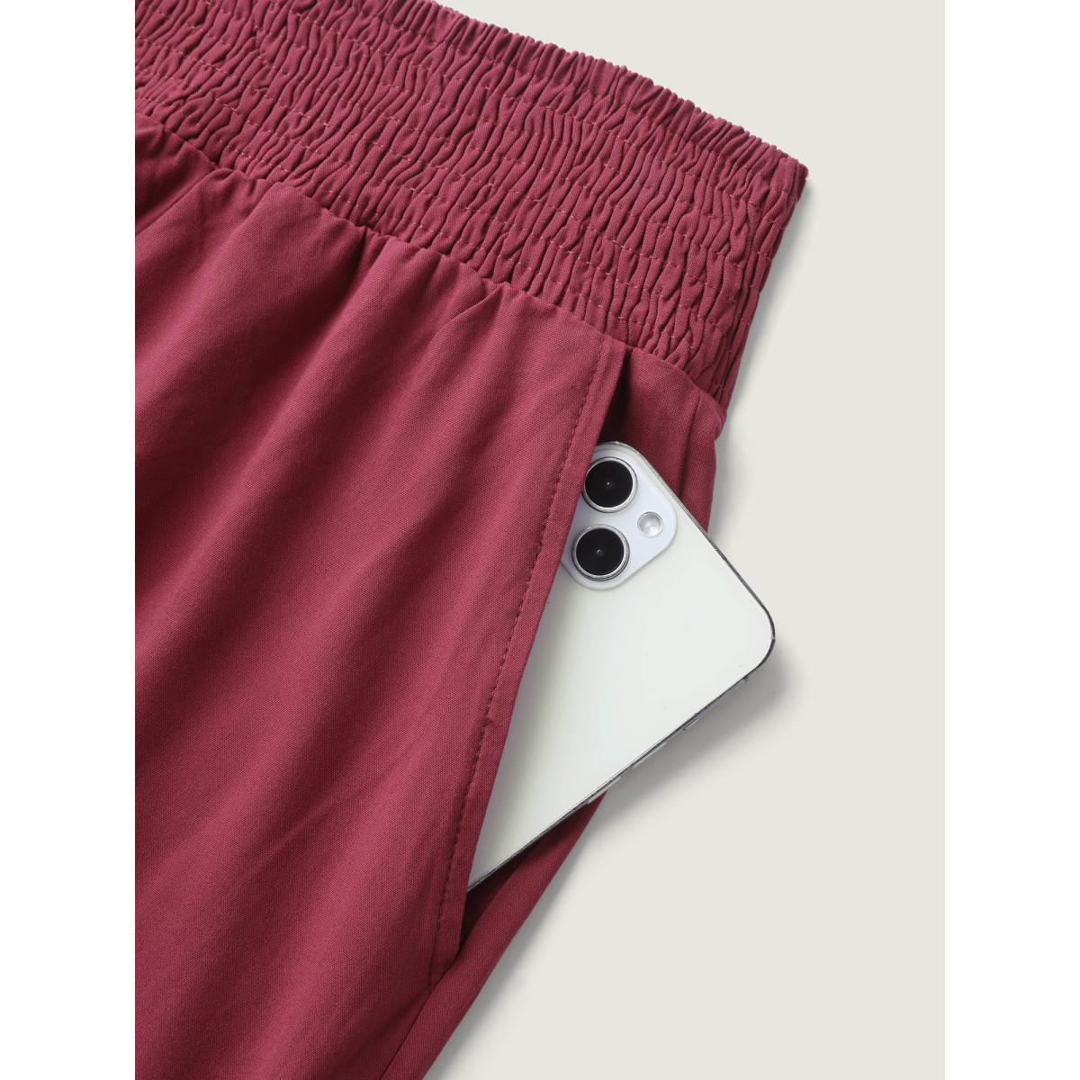 Plus Size Floral Applique Embroidery Wide-Leg Pants Women Raspberry Playful Loose Mid Rise Casual Pants BloomChic 14-16/1X Product Image