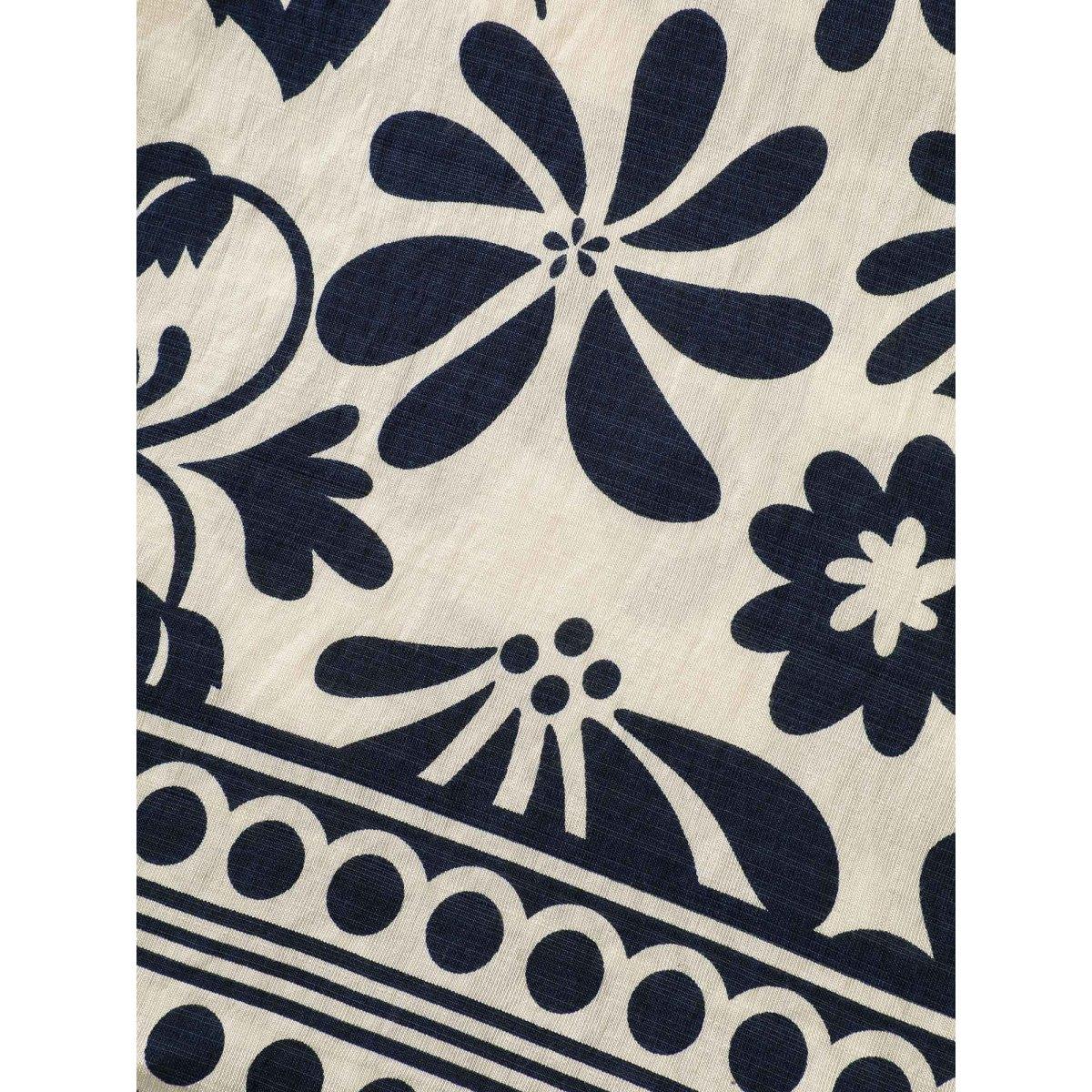 Plus Size Floral Waist-Drawstring Tassel Midi Dress Navy Women Boho V-neck Elbow-length sleeve Curvy BloomChic 18-20/2X Product Image