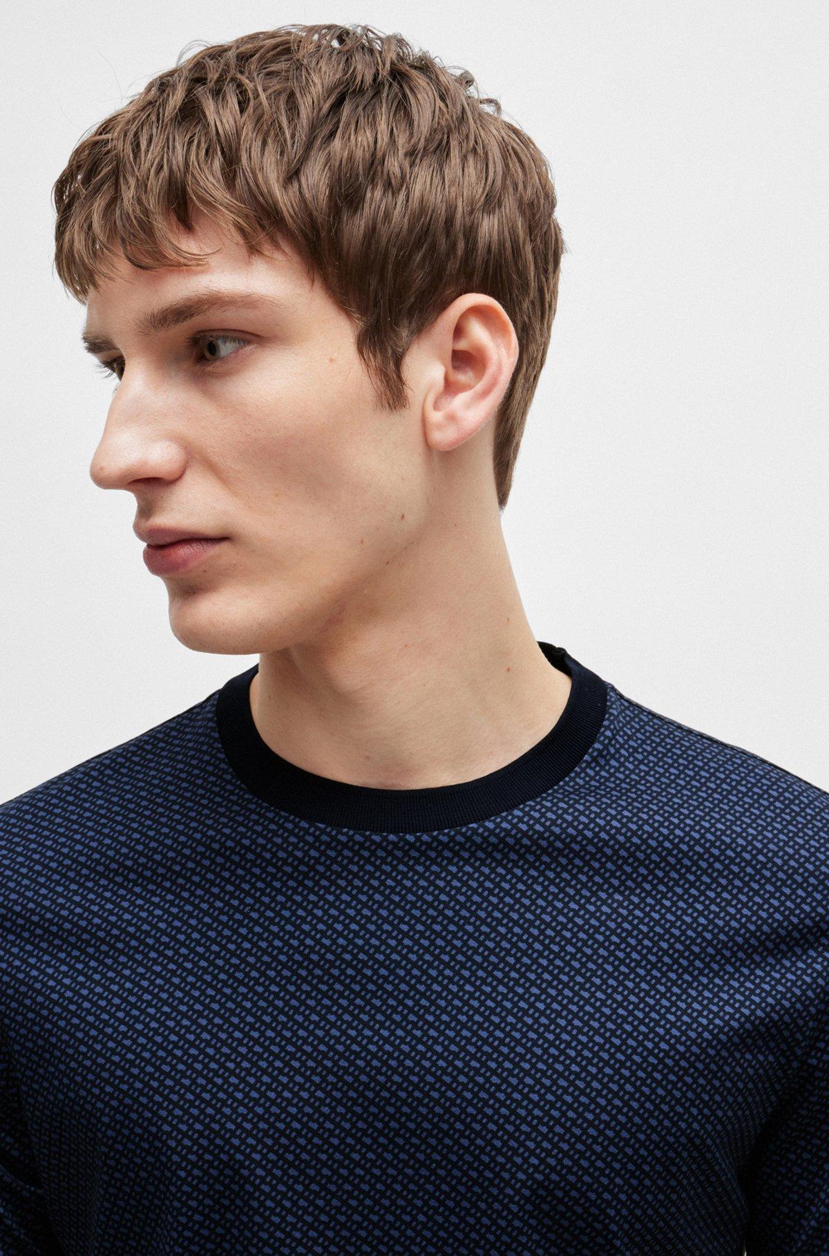 Mercerized-cotton T-shirt with two-tone monogram print Product Image