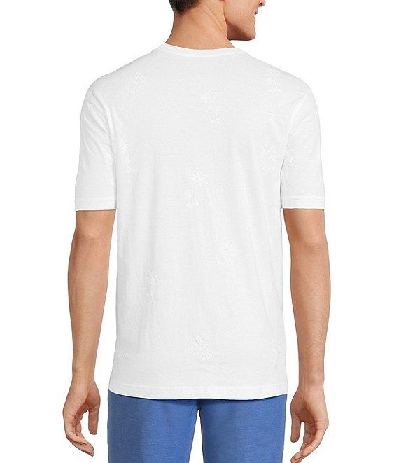 Caribbean Palm Tree Embroidery Short Sleeve T-Shirt Product Image