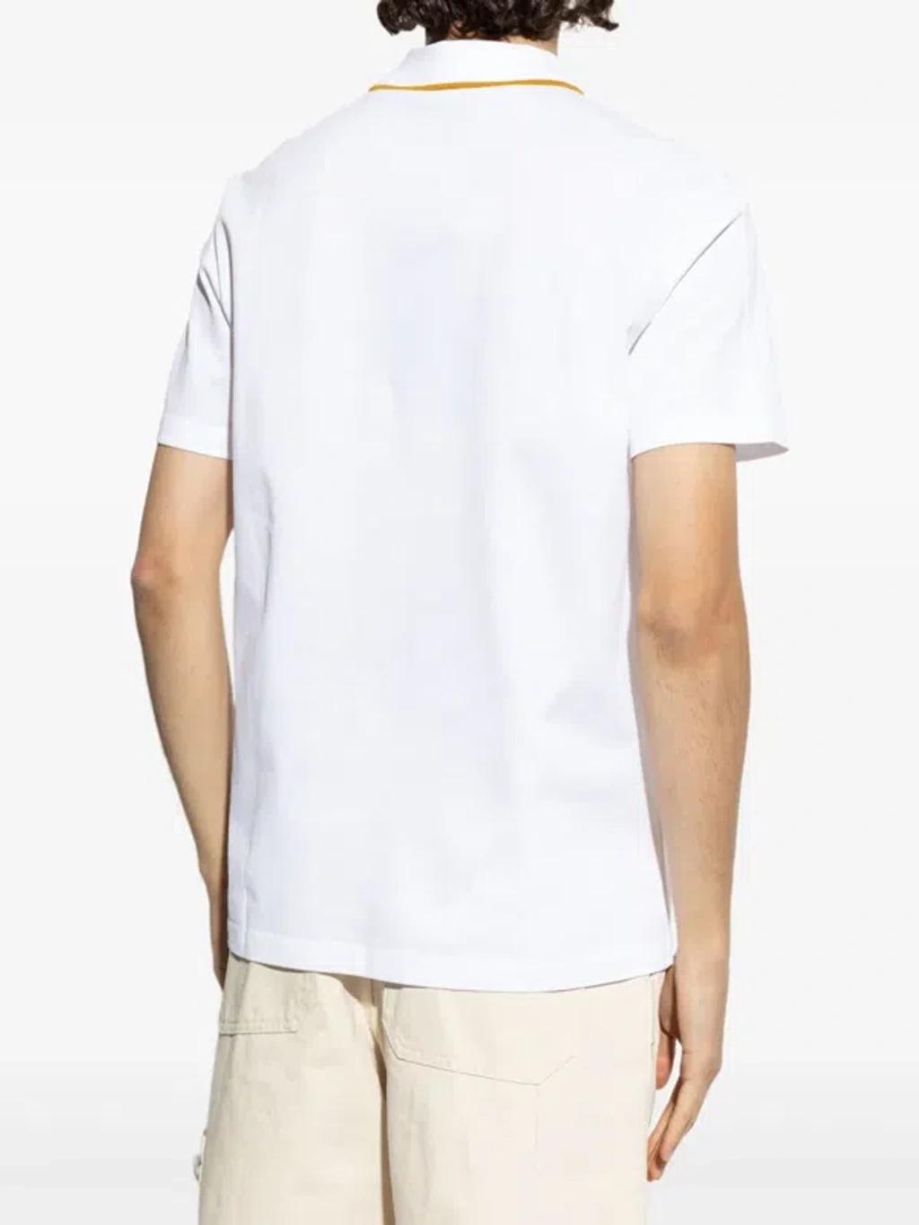 VERSACE Embroidered Architectural Baroque Polo T-shirt In White Product Image