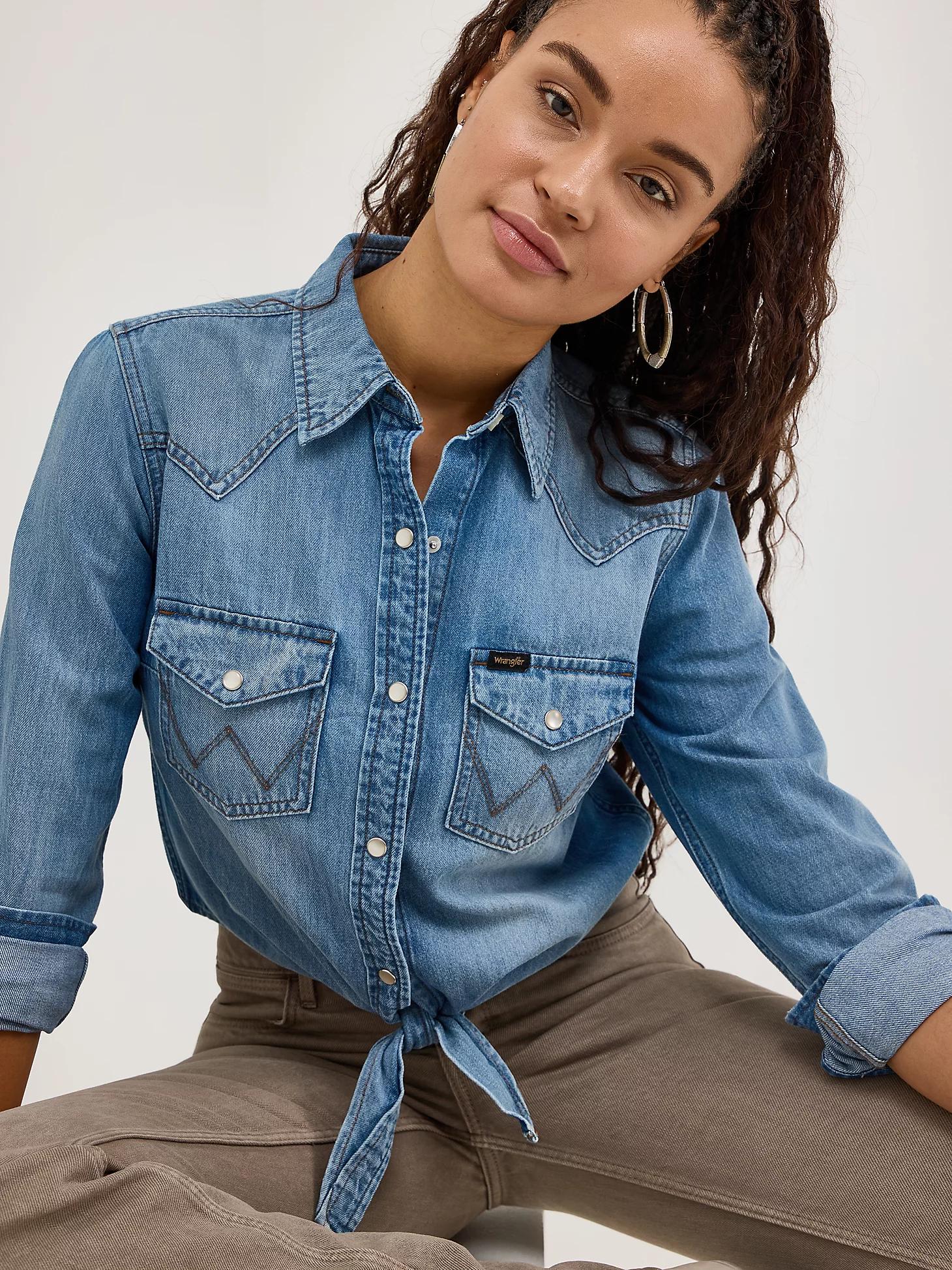 Women's Tie-Front Western Shirt | Women's TOPS | Wrangler® Product Image