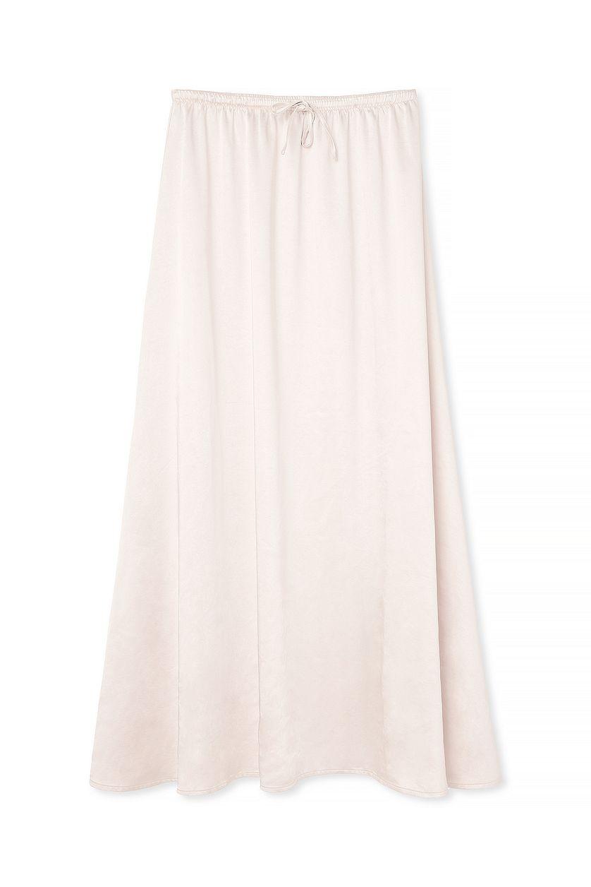 Drawstring Satin Maxi Skirt Product Image