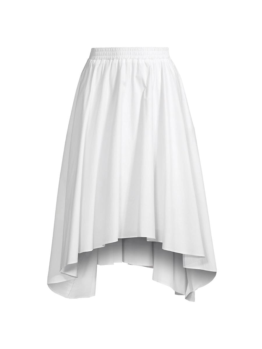 Stretch Organic Cotton Poplin Handkerchief Midi Skirt Product Image