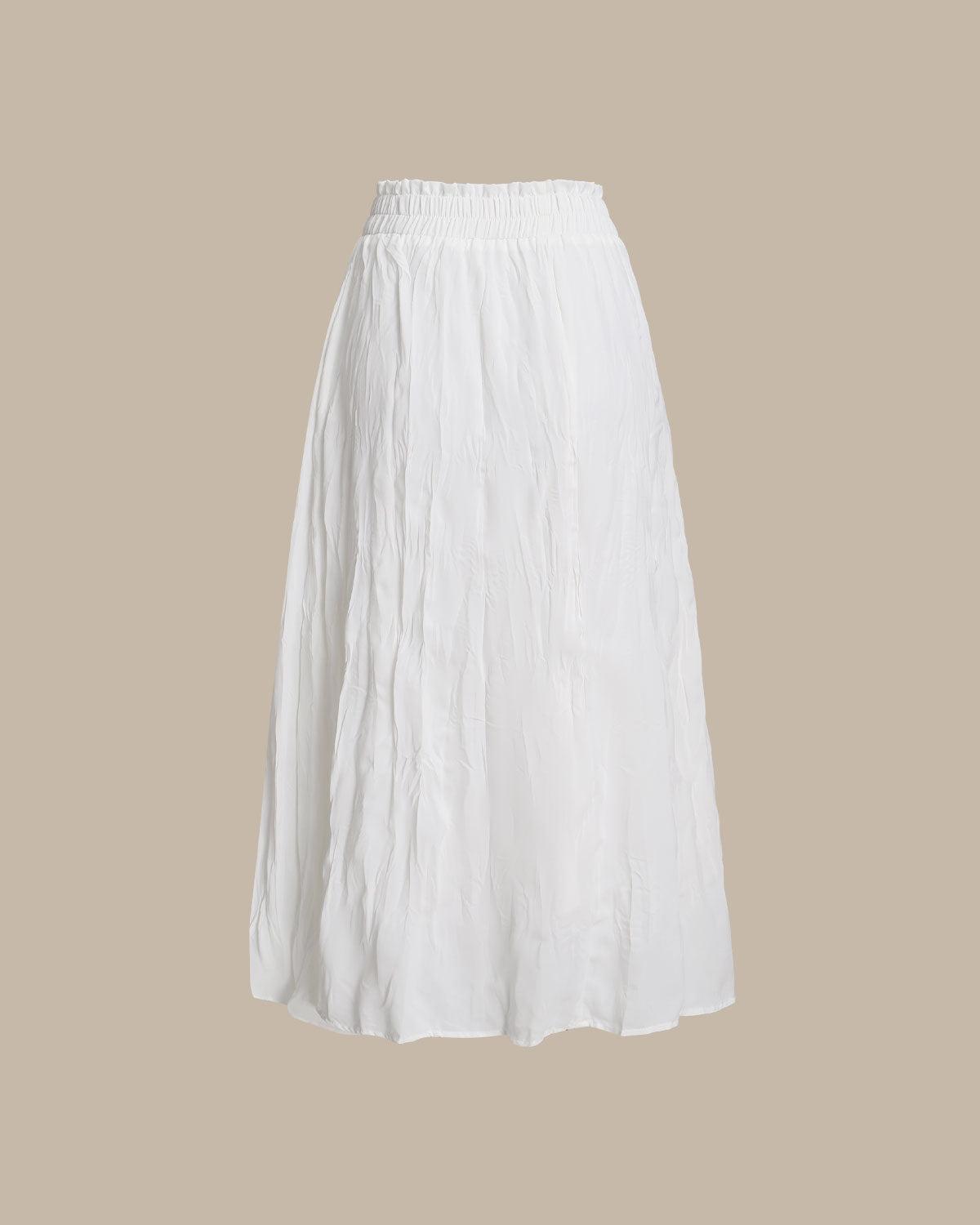 White Elastic Straight Waist Skirt Product Image
