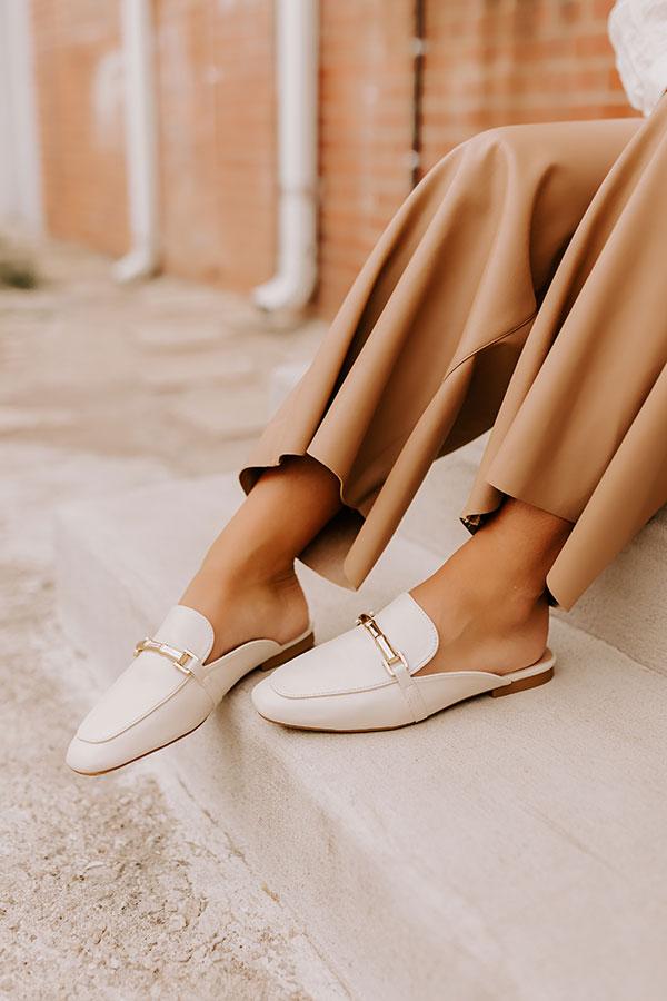 The Aubrey Faux Leather Mule Loafer in Cream Product Image