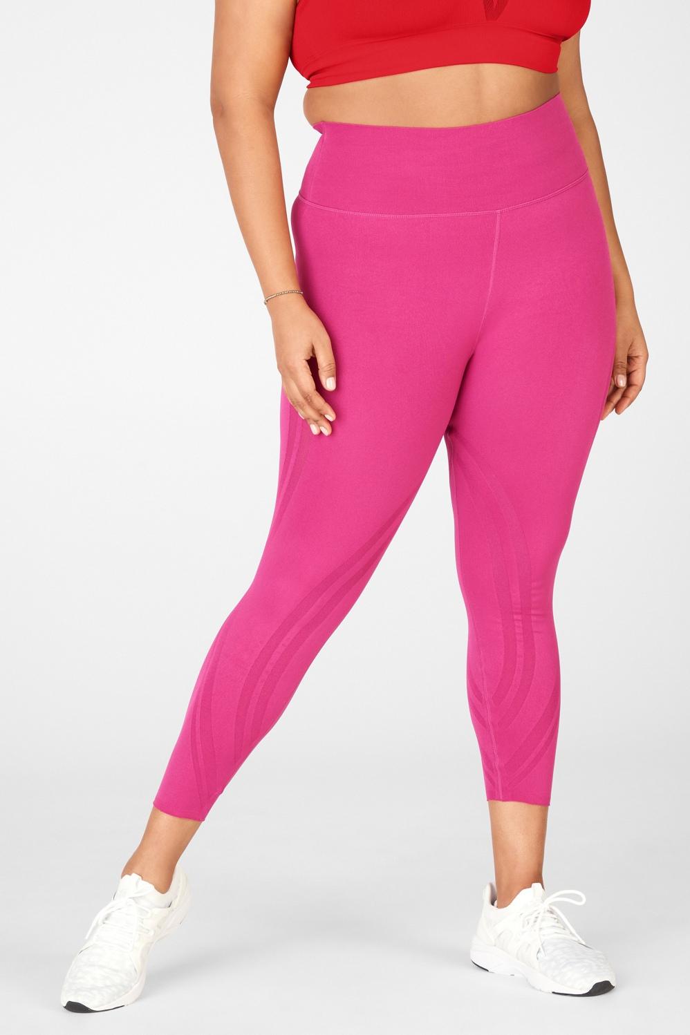 Fabletics High-Waisted SculptKnit Paneled 7/8 Womens pink plus Size 3X Product Image