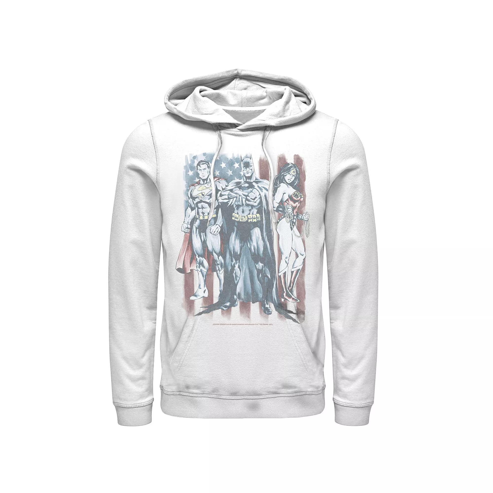 Men's Justice League Trio Flag Graphic Hoodie,  Product Image