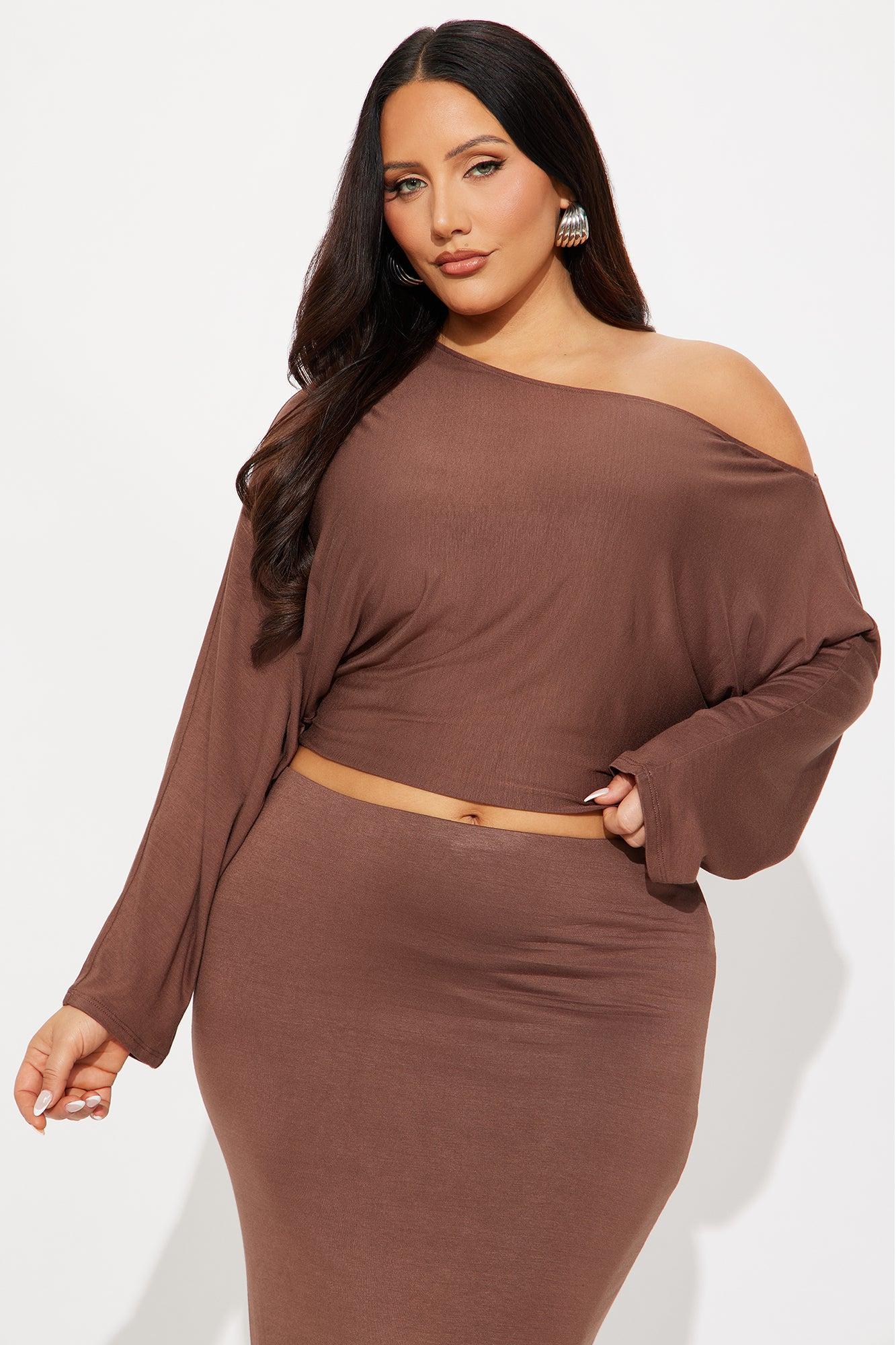 Meena One Shoulder Maxi Skirt Set - Brown Female Product Image