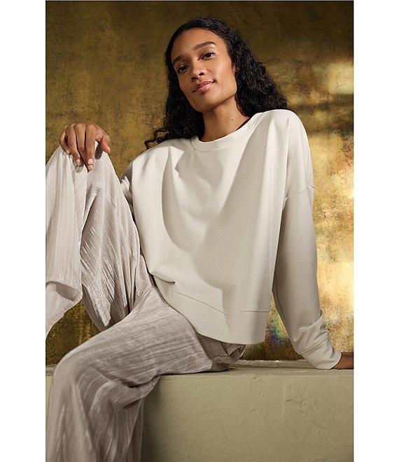 Eileen Fisher Shimmering Velvet Crushed Texture Wide-Leg Pull-On Coordinating Pants Product Image