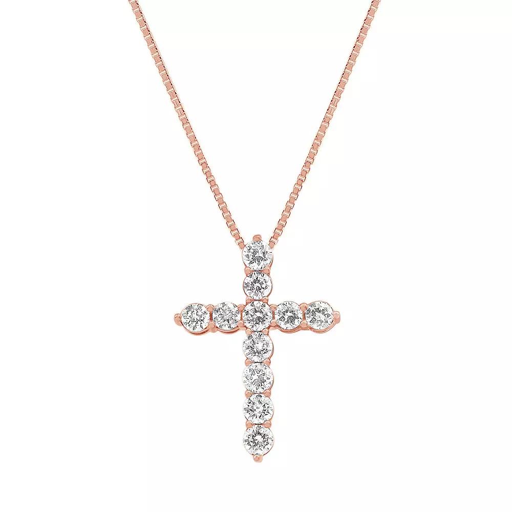 Gemstone Brilliance Lab-Created White Sapphire Cross Pendant Necklace, Women's,  Product Image