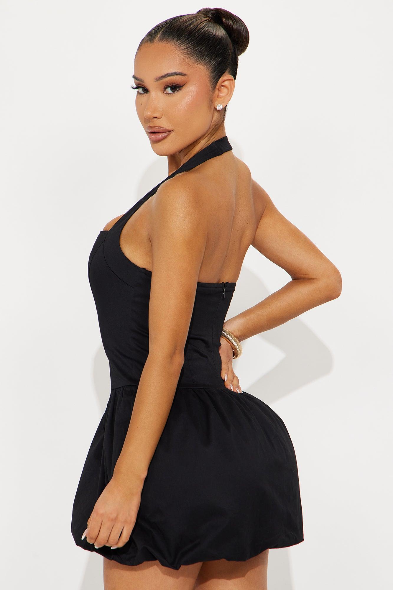 Charlotte Bubble Mini Dress - Black Female Product Image