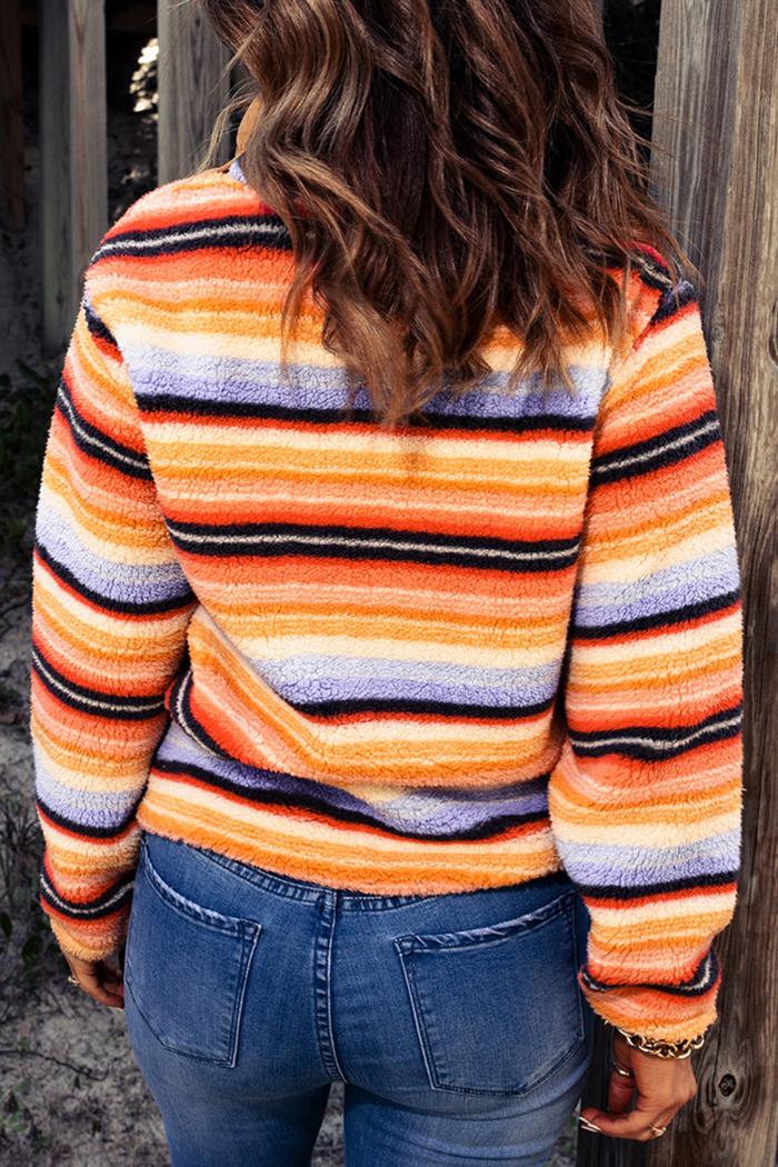 Multicolor Striped Sherpa Sweatshirt Product Image