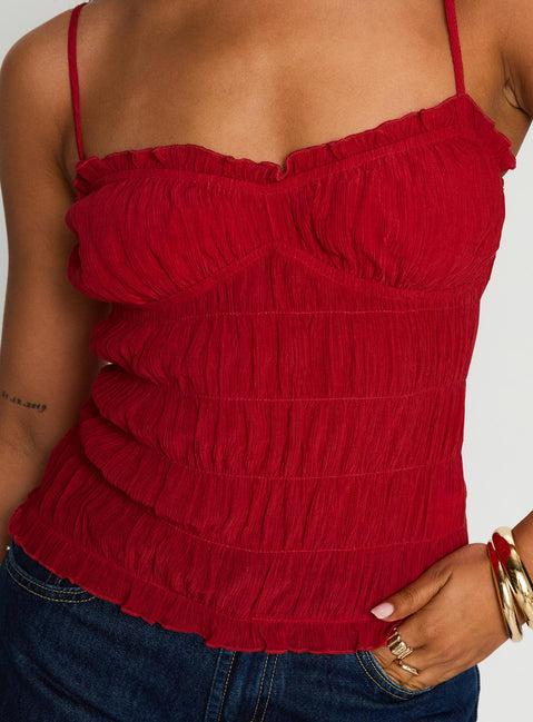 Money Maker Ruched Cami Top Red Product Image
