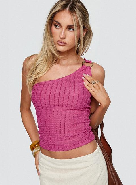 All Falls Down One Shoulder Top Pink Product Image