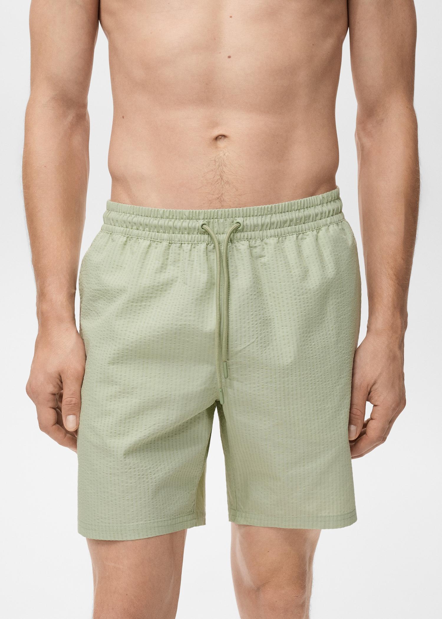 Seersucker swimming trunks - Men | MANGO USA Product Image
